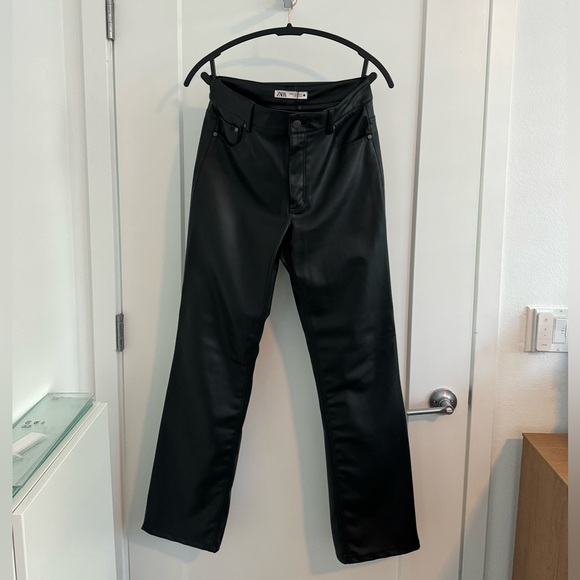 NWT | Zara | Faux Leather 90’s Wide Leg Pant - Picture 9 of 17